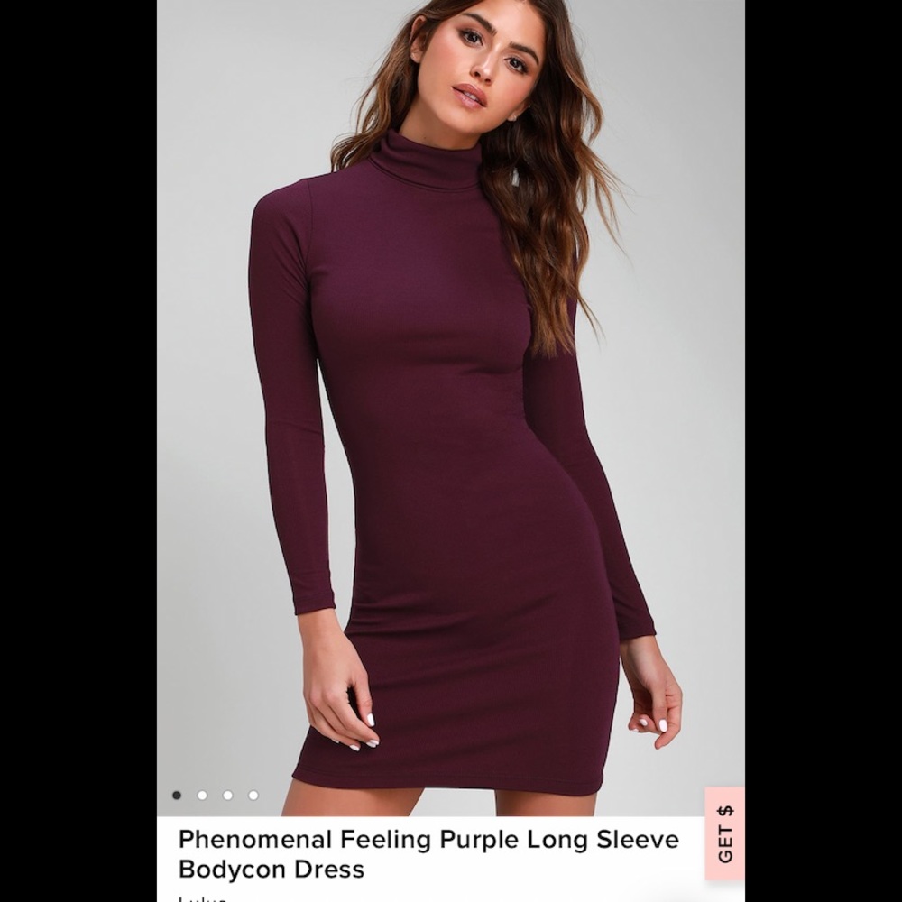 Lulus purple mock neck bodycon dress